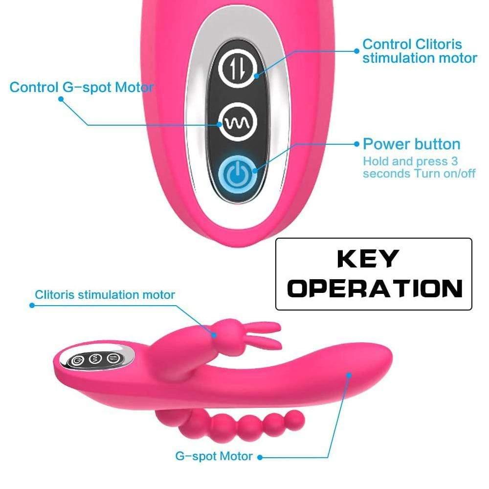 3-in-1 7 Vibrating Modes Rabbit G-Spot Stimulator Anal Dildo Vibrator - Sexdoll.Sex