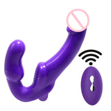 10 Frequency Vibrating Remote Control Double Ended Wearable Dildo