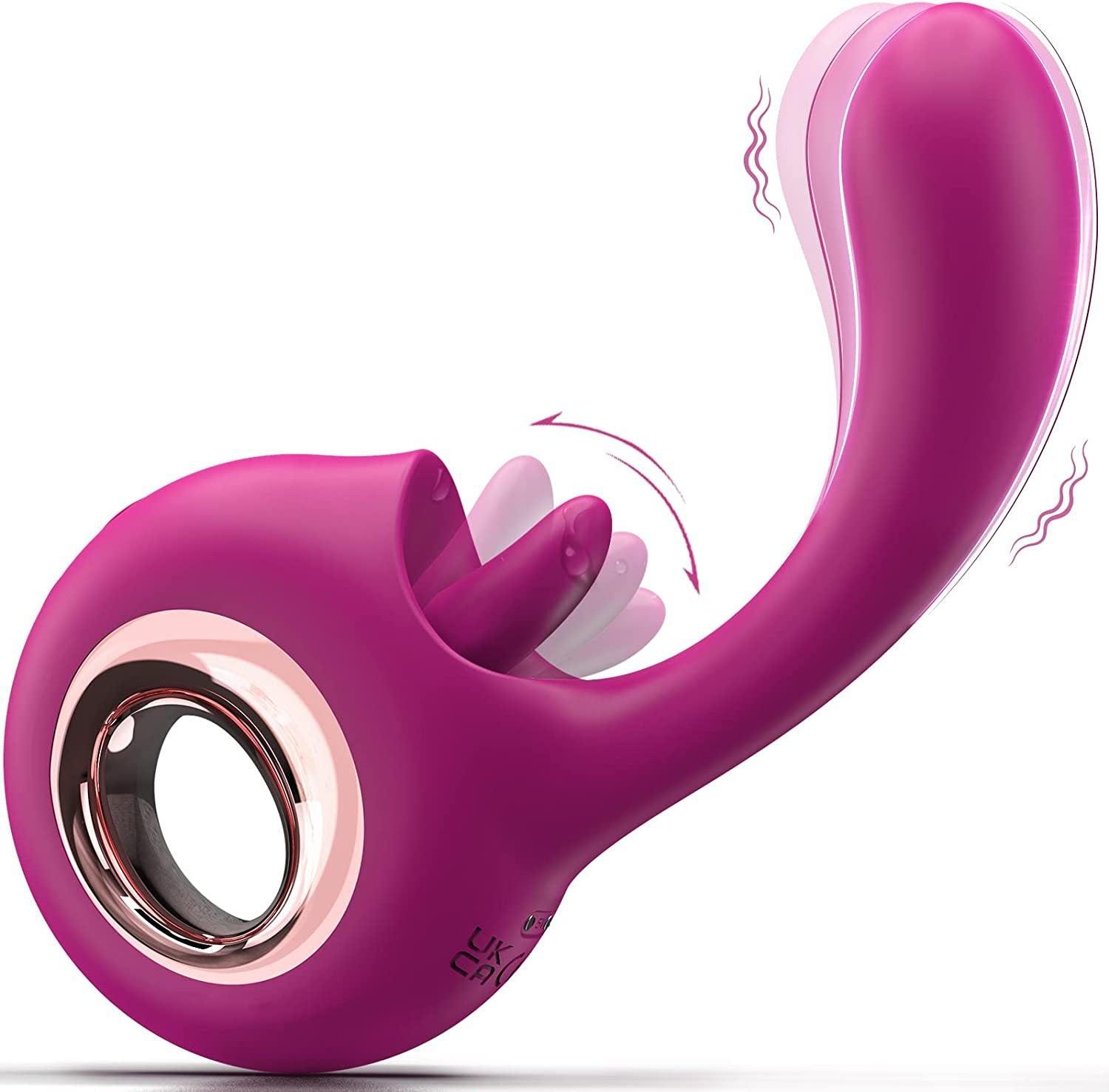 9 Modes Rose Tongue & Dildo Vibrator - Rechargeable, Waterproof Adult Sex Toy for Women and Couples - Sexdoll.Sex