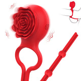 Lurevibe - Rose Ring Locking Vibrating Penis Ring Couple Toy