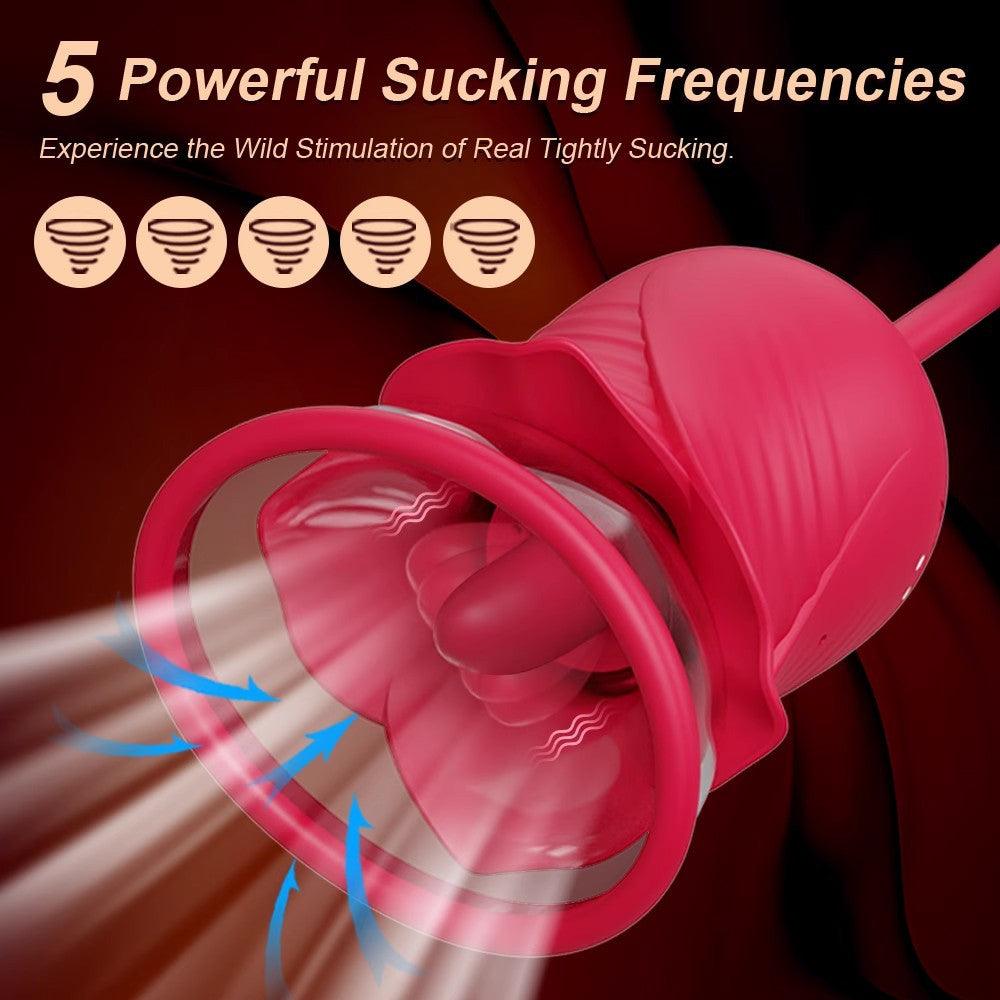 Blossom Bliss: 2-in-1 Rose Vibrator with 10 Vibration & 6 Suction Modes - Sexdoll.Sex