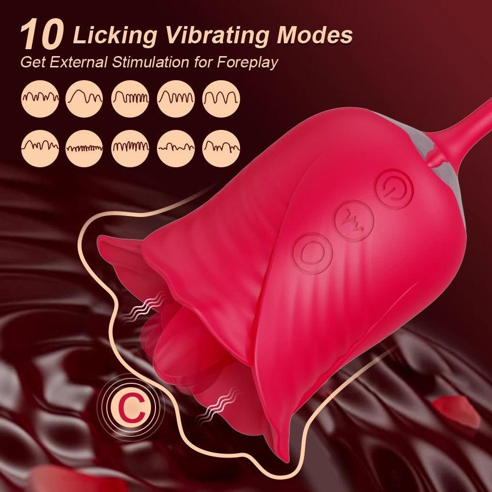 Blossom Bliss: 2-in-1 Rose Vibrator with 10 Vibration & 6 Suction Modes - Sexdoll.Sex