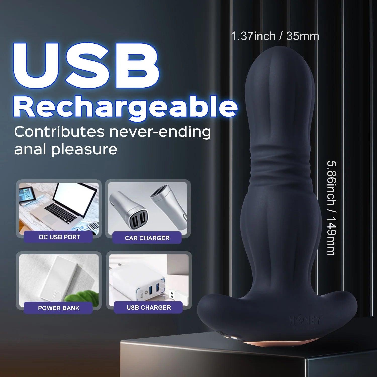 Agas Thrusting Butt Plug with Remote Control - High-Speed P-spot Stimulation - Bestgspot