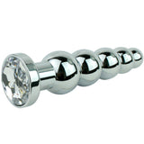 Beaded Metal Anal Fetish Plug with Crystal Base - Bestgspot