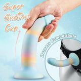 Bestgspot Rainbow Curved Silicone Dildo with Suction Cup - Sexdoll.Sex