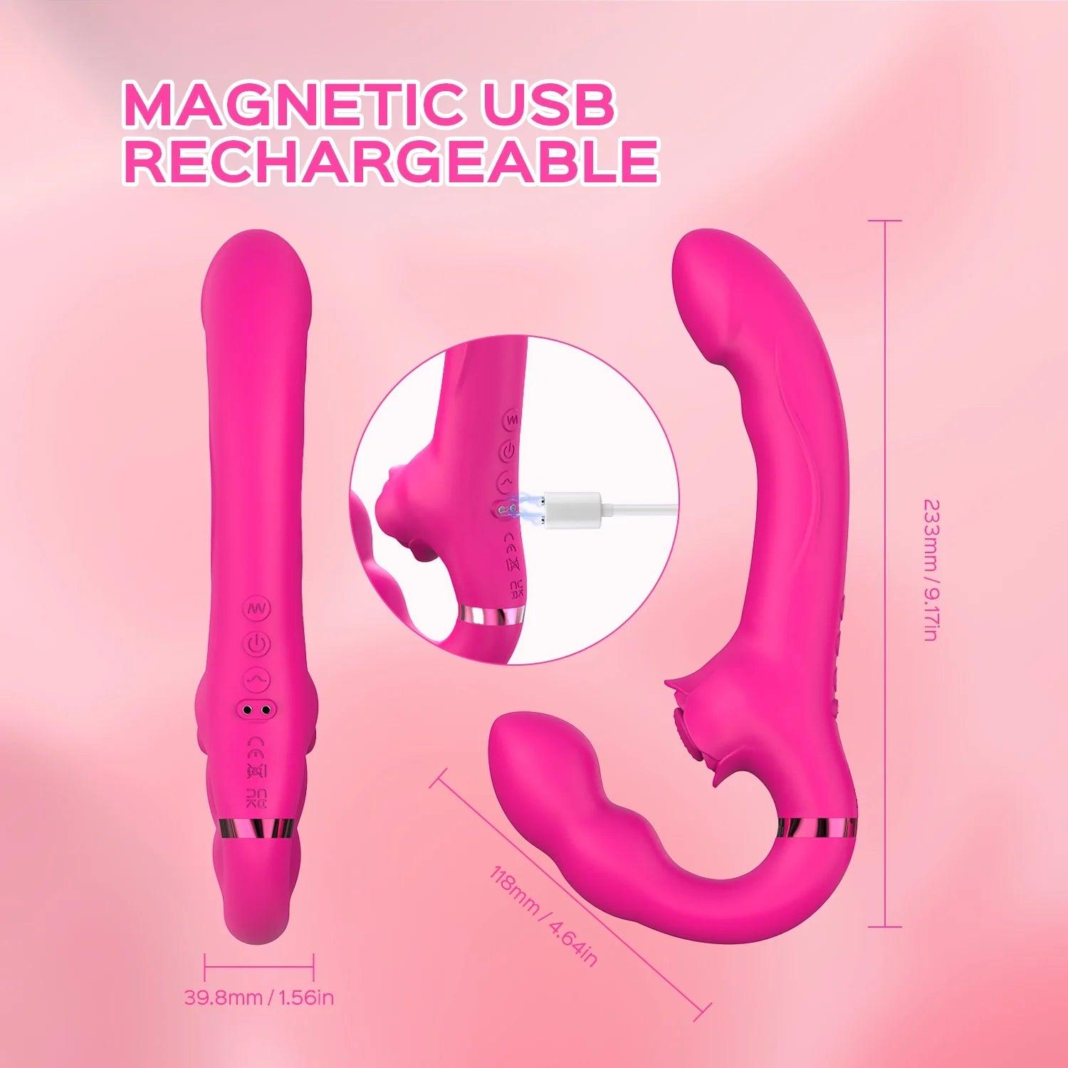 Bloom Strapless Strap-On Vibrator for Couples - Dual Stimulation & Hands-Free Pleasure - Bestgspot