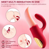 Clit Stimulator with Tongue G-spot Rabbit Vibrator, Oral Sex Simulation - Bestgspot