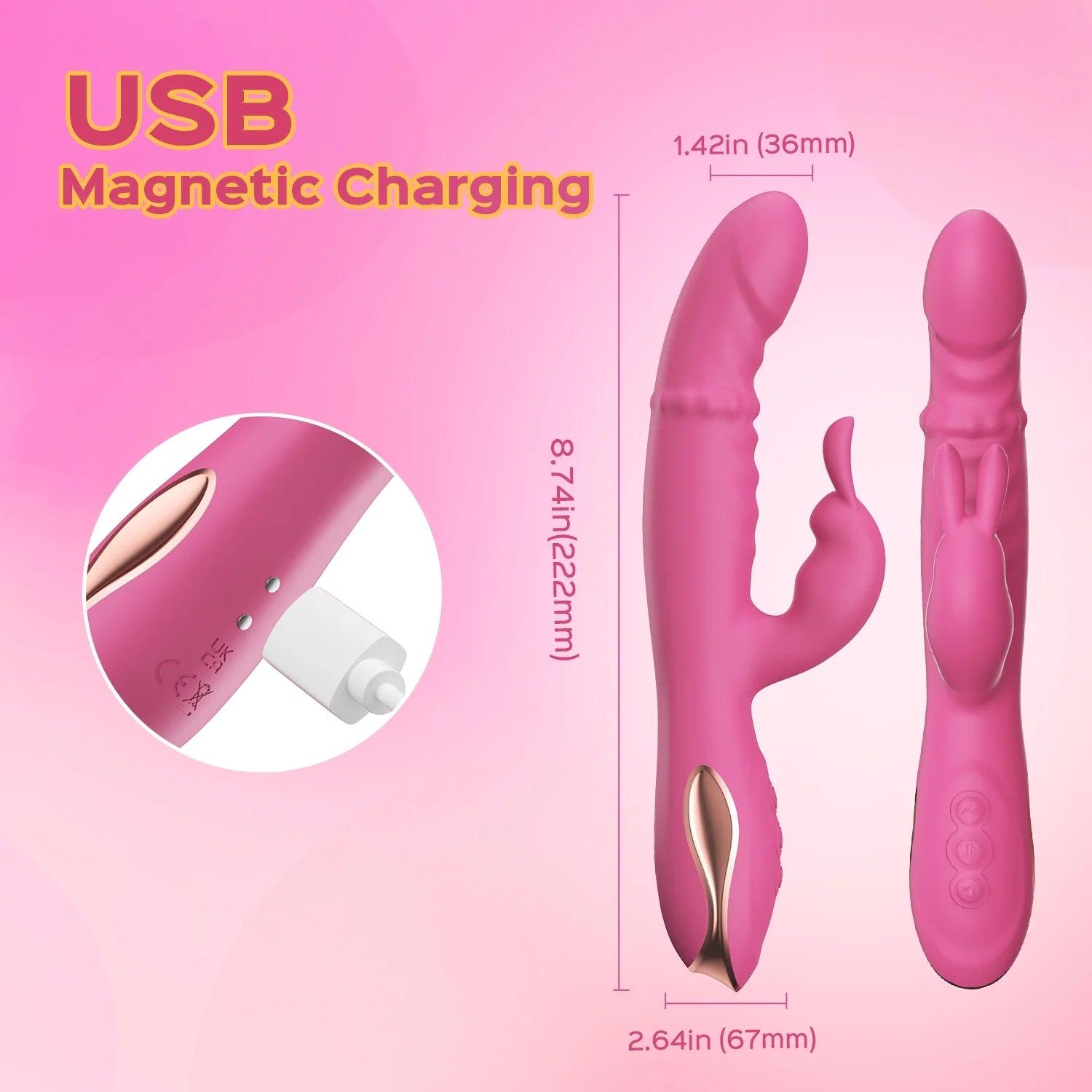 Elika - Tapping Rabbit Vibrator with Sliding Beads Ring - Bestgspot