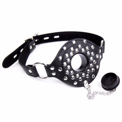 Leather Studded Open Mouth Feeding Gag - Bestgspot