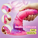 Leo 8 Inch Monster Silicone Rainbow Dildo with Suction Cup - Sexdoll.Sex