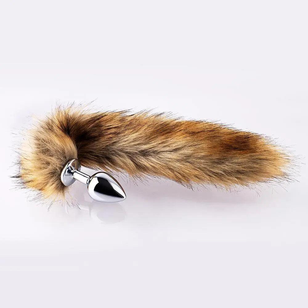 Long Fox Tail Butt Plug - Brown Fur - Bestgspot