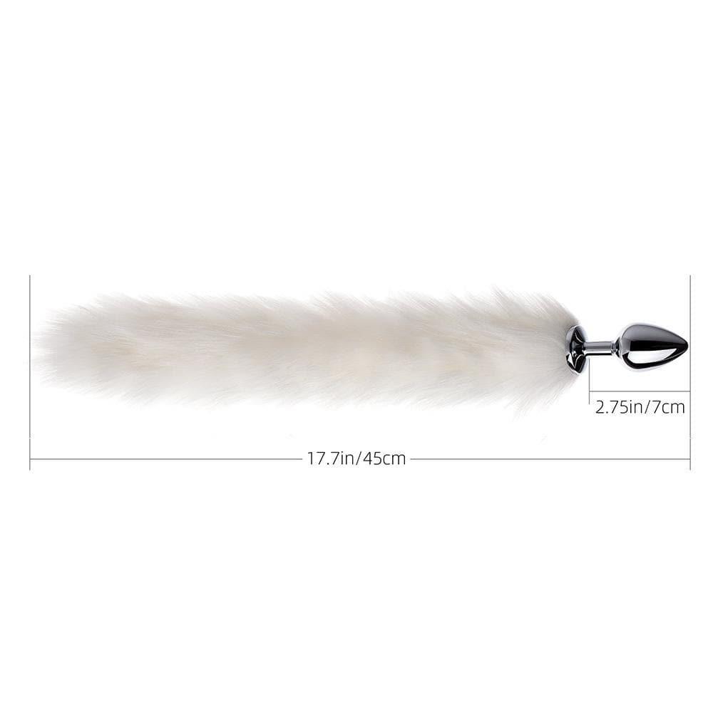 Long Fox Tail Butt Plug - White Fur - Sexdoll.Sex