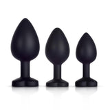 Rainbow Gem Black Silicone Butt Plug Set - Bestgspot