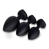 Rainbow Gem Black Silicone Butt Plug Set - Bestgspot