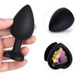 Rainbow Gem Black Silicone Butt Plug Set - Bestgspot