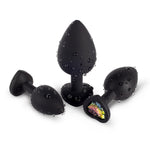 Rainbow Gem Black Silicone Butt Plug Set - Bestgspot