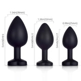 Rainbow Gem Black Silicone Butt Plug Set - Bestgspot