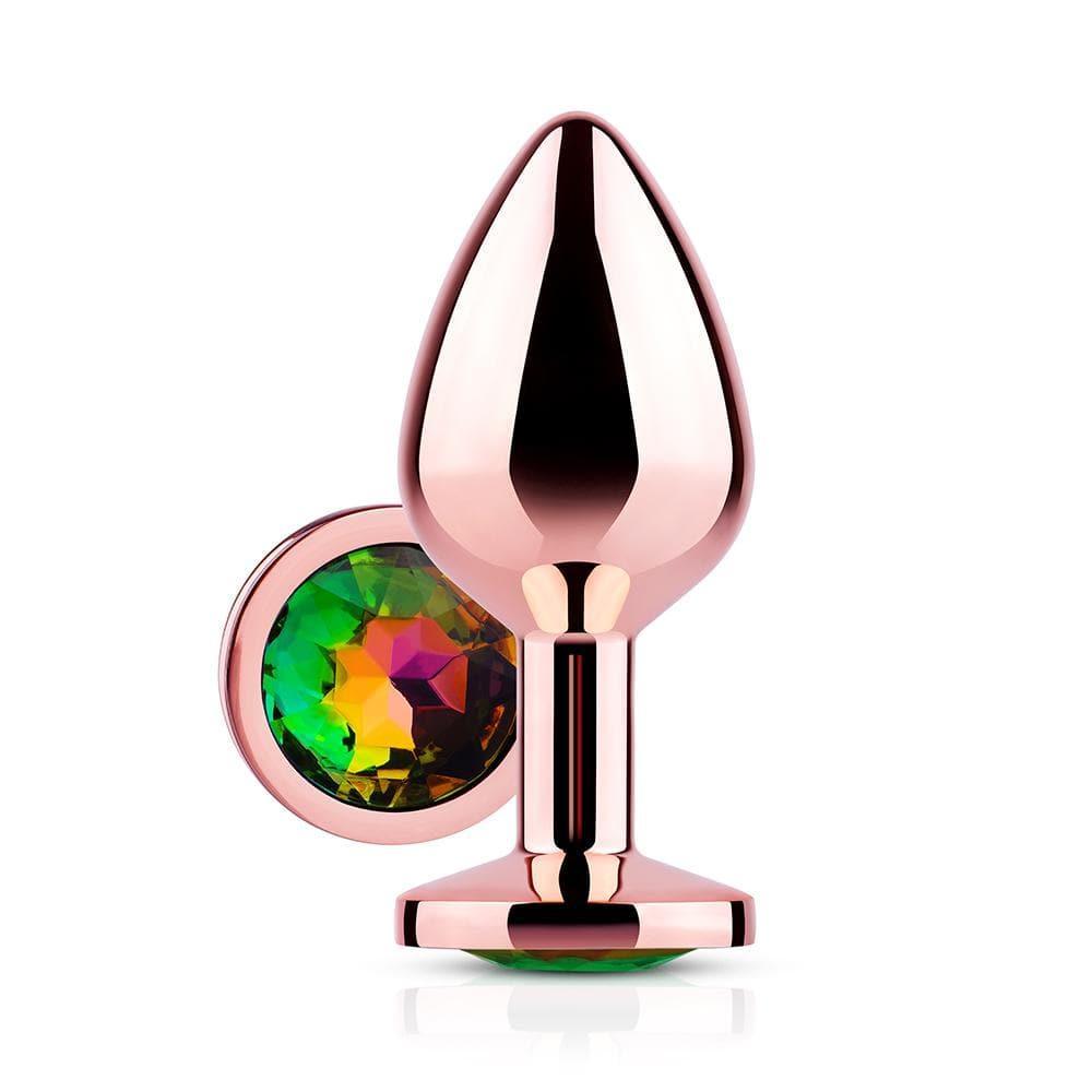 Rainbow Gem Rose Gold Metal Butt Plug - Bestgspot