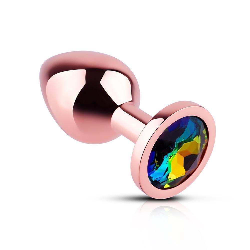 Rainbow Gem Rose Gold Metal Butt Plug - Bestgspot