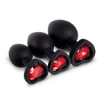 Red Gem Black Silicone Butt Plug Set - Bestgspot