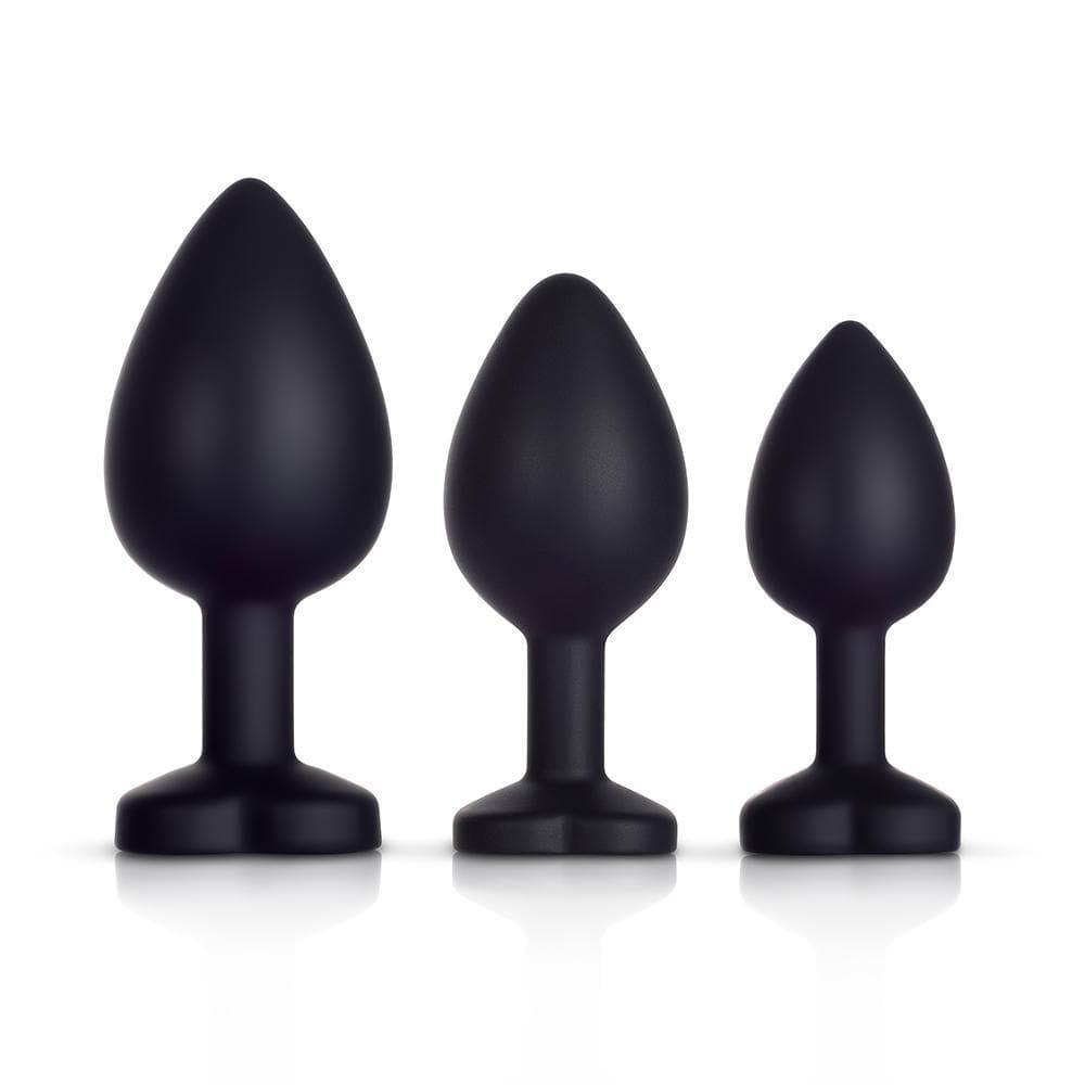 Red Gem Black Silicone Butt Plug Set - Bestgspot