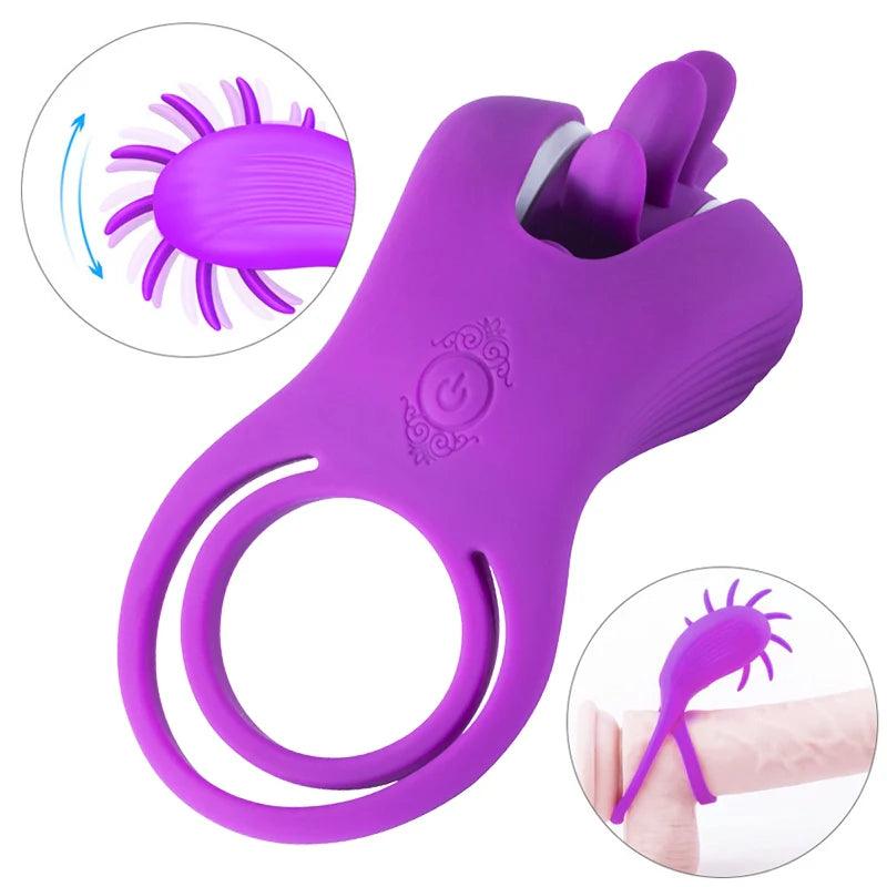 Roxy - Licking Sex Toy & Vibrating Dual Penis Ring - Bestgspot