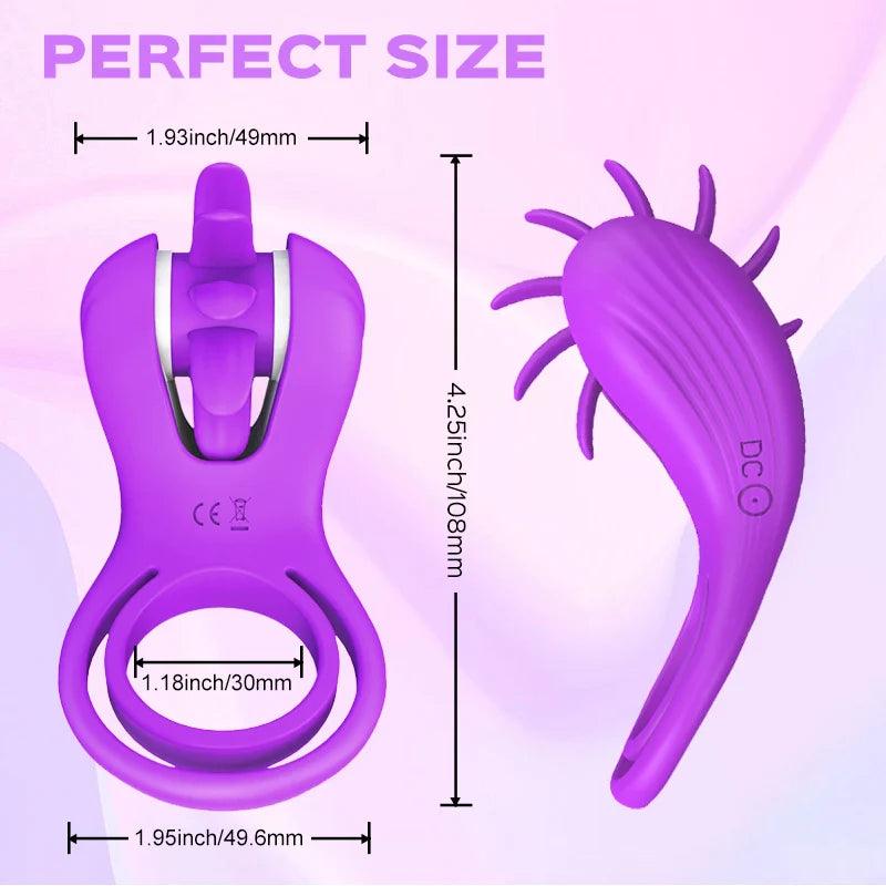 Roxy - Licking Sex Toy & Vibrating Dual Penis Ring - Bestgspot