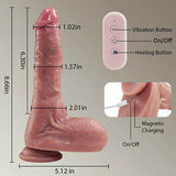 Small Glans Thick Shaft Big Ball 7 Thrusting Swinging 10 Vibrating Heating Lifelike Dildo 8.66 Inch - Sexdoll.Sex