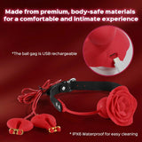 Sweet Surrender - Rose Ball Gag with Leash & Vibrating Nipple Clamps - Bestgspot