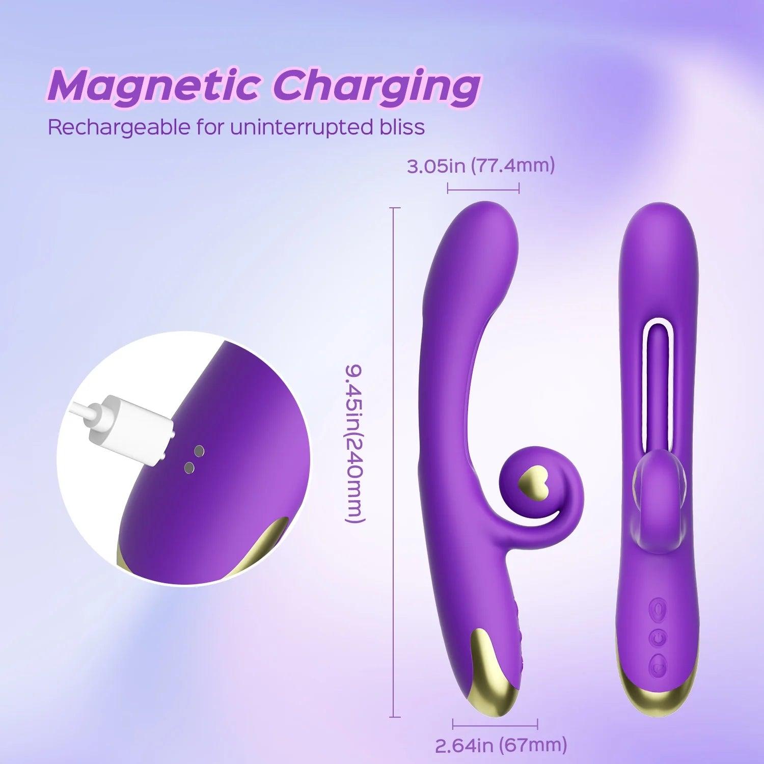 Tapping G-Spot Vibrator with Flexible Clitoral Stimulator - Bestgspot