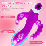 Triple Rabbit Vibrator with Anal Beads - 12 G-Spot and 3 Clit Vibration Patterns - Bestgspot