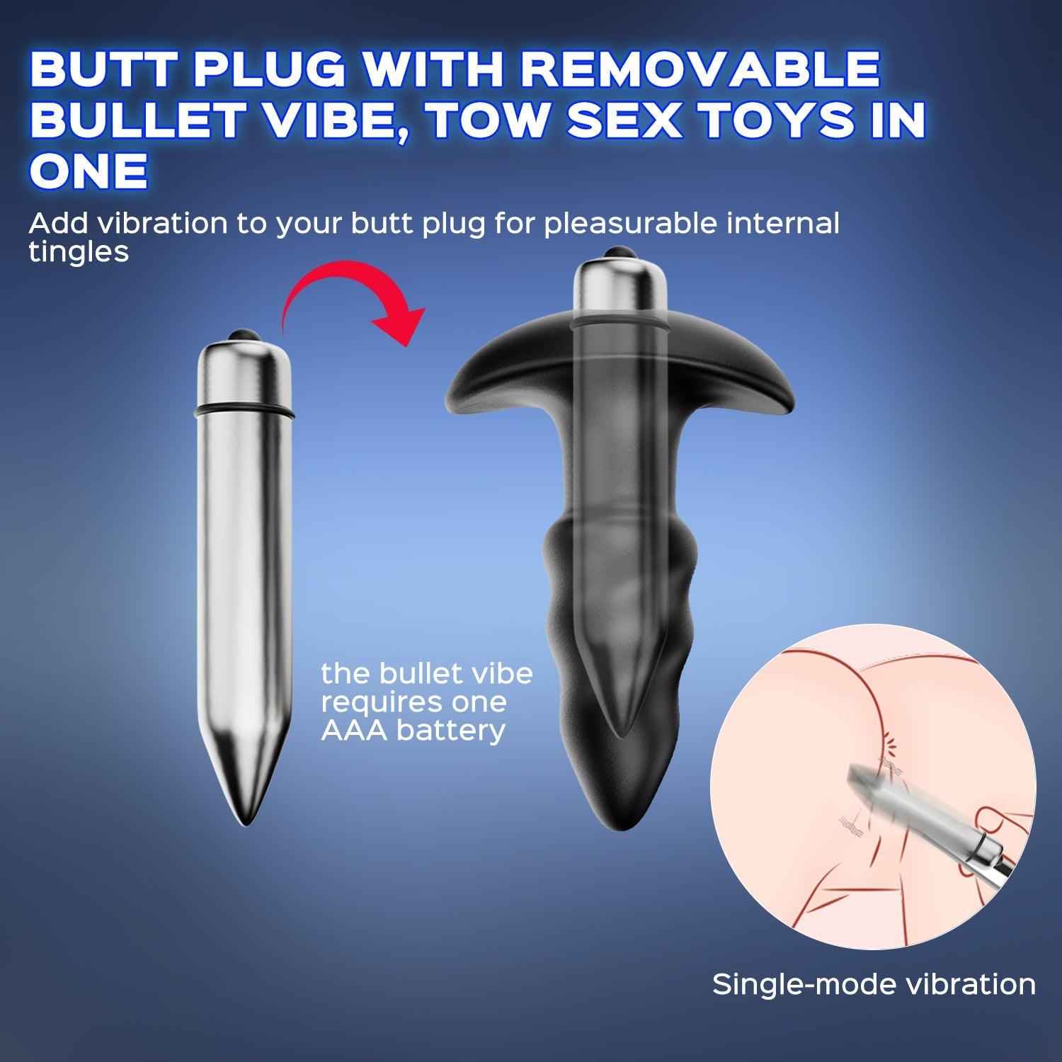 Vibrating Silicone Butt Plug with Removable Bullet Vibe - Perfect for Beginners - Bestgspot