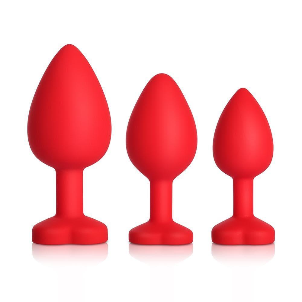 Yellow Gem Red Silicone Butt Plug Set - Bestgspot