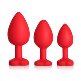 Yellow Gem Red Silicone Butt Plug Set - Bestgspot