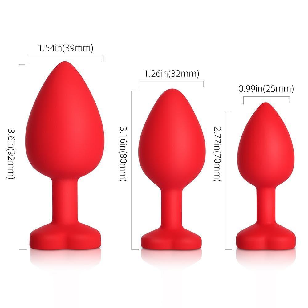 Yellow Gem Red Silicone Butt Plug Set - Bestgspot