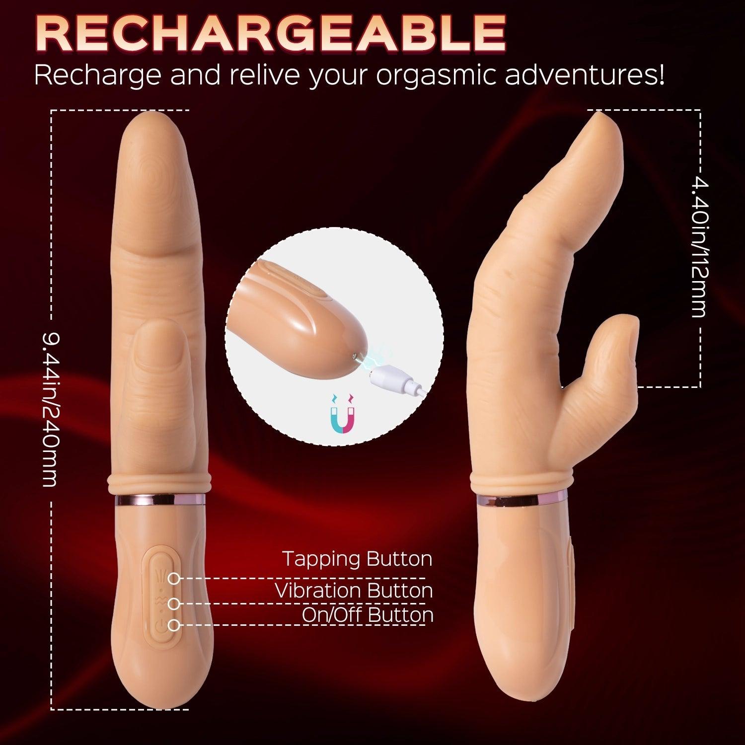 Zayn - Vibrating & Tapping Realistic Finger-shaped Dildo 4.4 Inch - Sexdoll.Sex